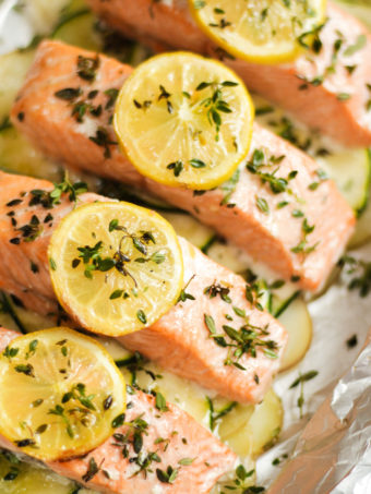 Baked Salmon Recipe - One Pan Meal with Garlic, Herbs and Lemon