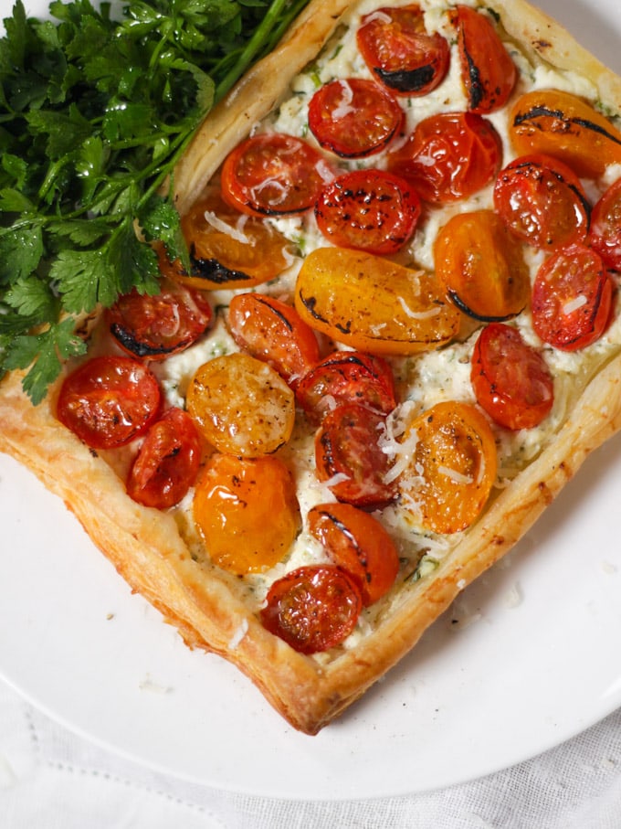 Puff Pastry Tart with Tomato & Ricotta Cheese Recipe