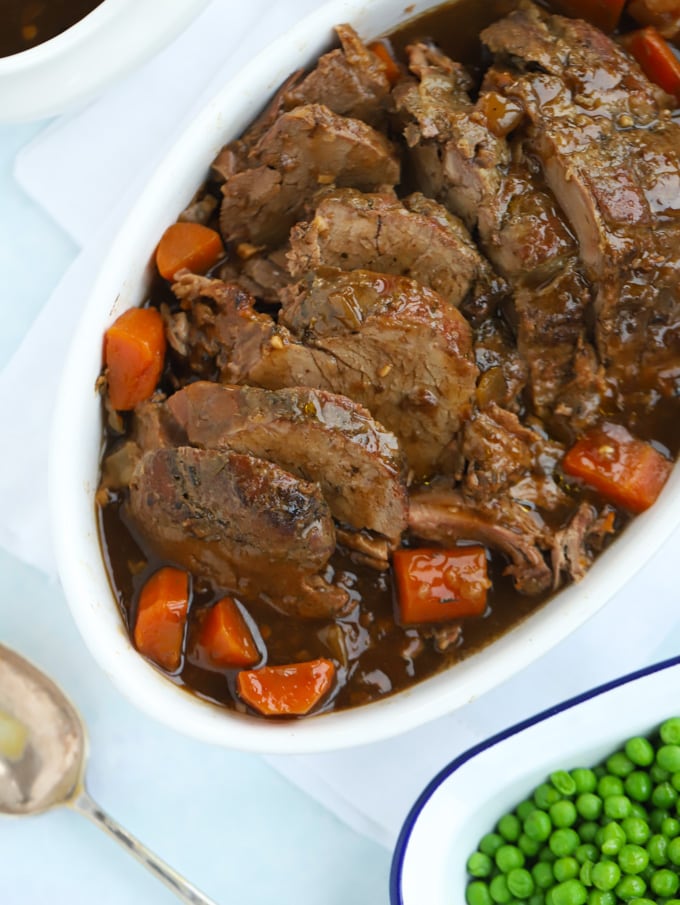 Slow Cooked Topside Beef Joint with vegetables
